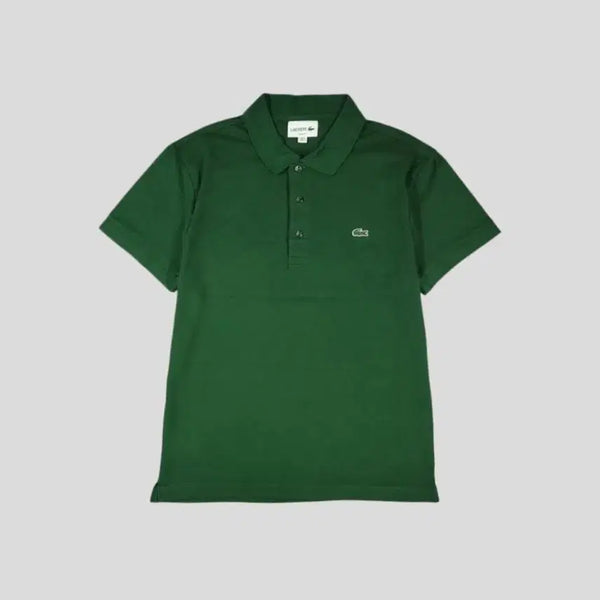 [BUNJANG] Lacoste Green Crocodile Logo Slim Fit Half-Button PK Pique Short Sleeve T-Shirt L / 라코스테 그린 크록로고 슬림핏 하프버튼 카라넥 PK 피케 반팔 티셔츠 L