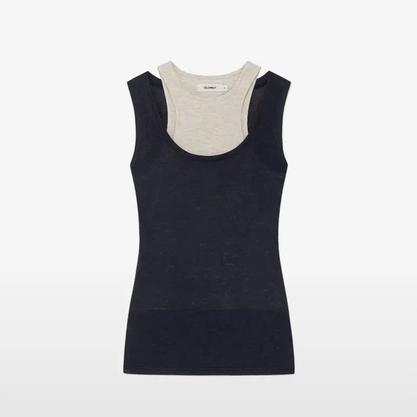 [BUNJANG] Glony Soft Layered Scoop Top Navy M / 글로니 소프트 레이어드 스쿱 탑