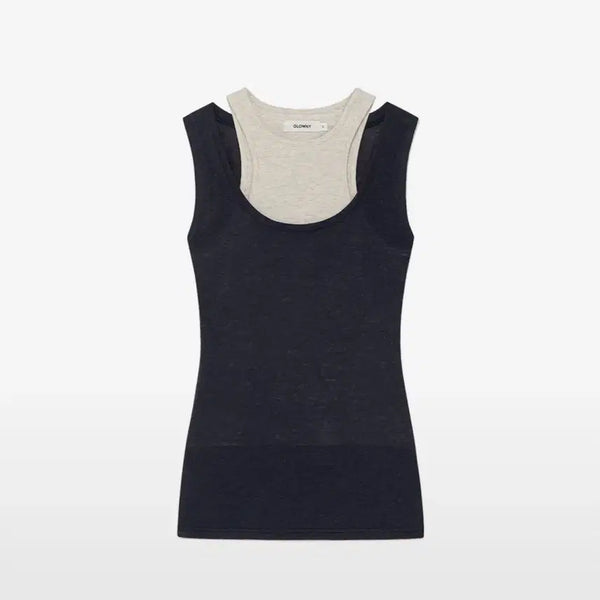 [BUNJANG] Glony Soft Layered Scoop Top Navy M / 글로니 소프트 레이어드 스쿱 탑
