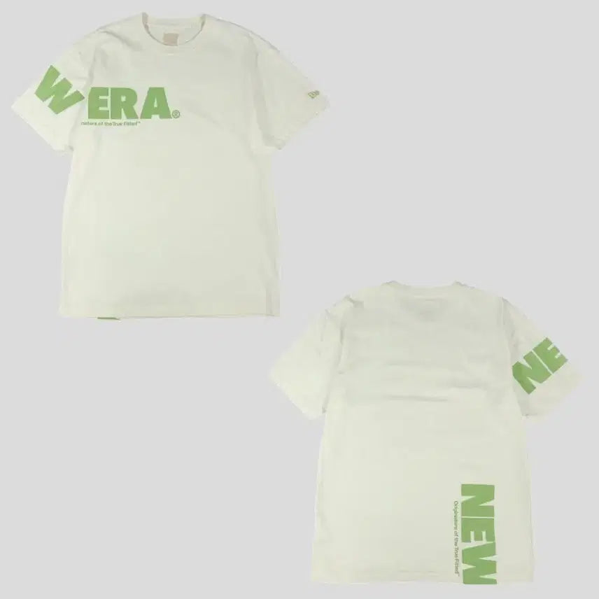 [BUNJANG] New Era Colorblock Cotton Blend Short Sleeve T-Shirt XL / 뉴에라 아이보리 그린 배색 빅스펠아웃 코튼블렌드 이너메쉬 반팔 티셔츠 XL