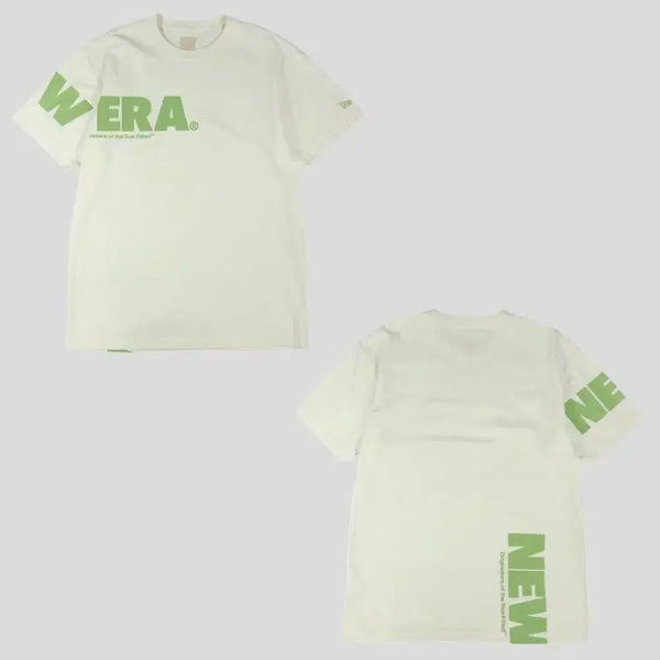 [BUNJANG] New Era Colorblock Cotton Blend Short Sleeve T-Shirt XL / 뉴에라 아이보리 그린 배색 빅스펠아웃 코튼블렌드 이너메쉬 반팔 티셔츠 XL