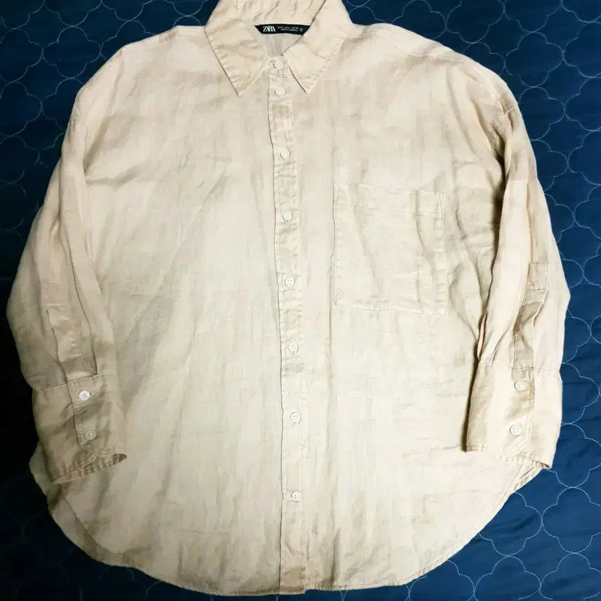 [BUNJANG] Zara 100% Linen Oversized Shirt Beige (S) / 자라 린넨100% 오버핏 셔츠 베이지 (S)