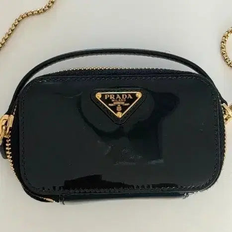 [BUNJANG] Prada Enamel Chain Crossbody Bag Black / 프라다 에나멜 체인 크로스백 블랙