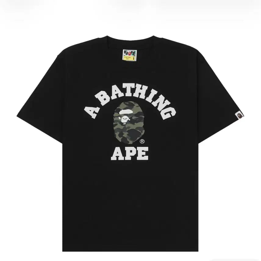 [BUNJANG] BAPE 1st Camo College T-Shirt Black Green / 베이프 퍼스트 카모 컬리지 티셔츠 블랙 그린