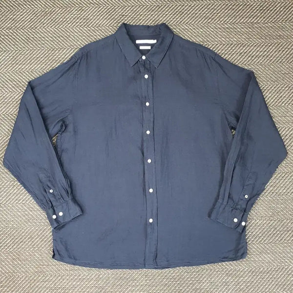 [BUNJANG] Kolon Epigram Men's Long Sleeve Shirt 110 Navy Wool / 코오롱 에피그램 마100 긴소매 셔츠 남자110
