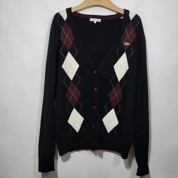 [BUNJANG] Lacoste Argyle Pattern Cardigan Size 40 / 라코스테 아가일 패턴 가디건  40  정품