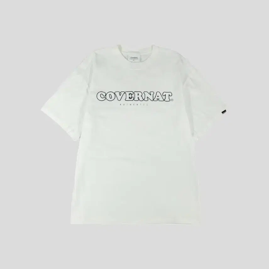 [BUNJANG] Covernat Color Block Big Spell Out Logo Cotton T-Shirt / 커버낫 화이트 블랙 배색 빅스펠아웃 로고 코튼 반팔 티셔츠 L