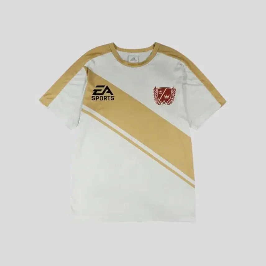[BUNJANG] Adidas x EA Sports FIFA Online 3 World Legend Limited Edition Home Blockcore Climalite Replica Short Sleeve Jersey T-Shirt M / 아디다스 X EA 스포츠 골드 화이트 레드 배색 피파온라인3 월드레전드 한정판 홈 블록코어 클라이마라이트 레플리카 기능성 져지 반팔 티셔츠 M