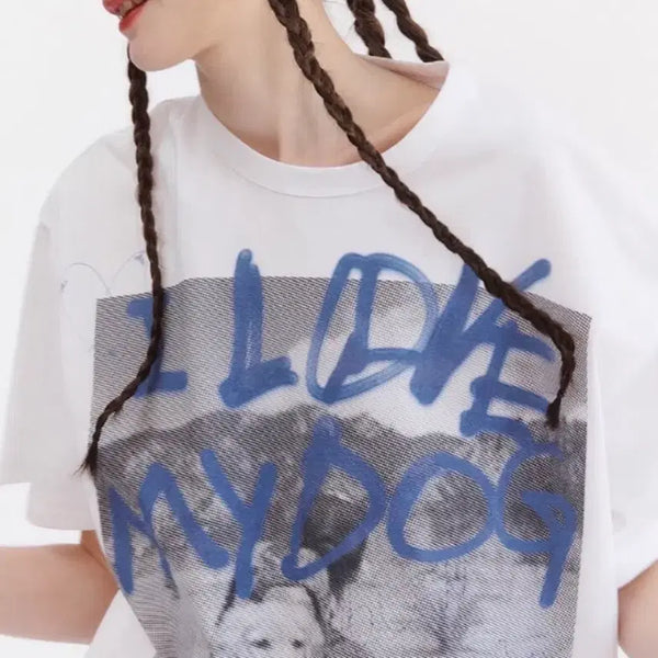 [BUNJANG] TheOpen Product I LOVE MY DOG Short Sleeve T-Shirt / 더오픈프로덕트 반팔 티셔츠
