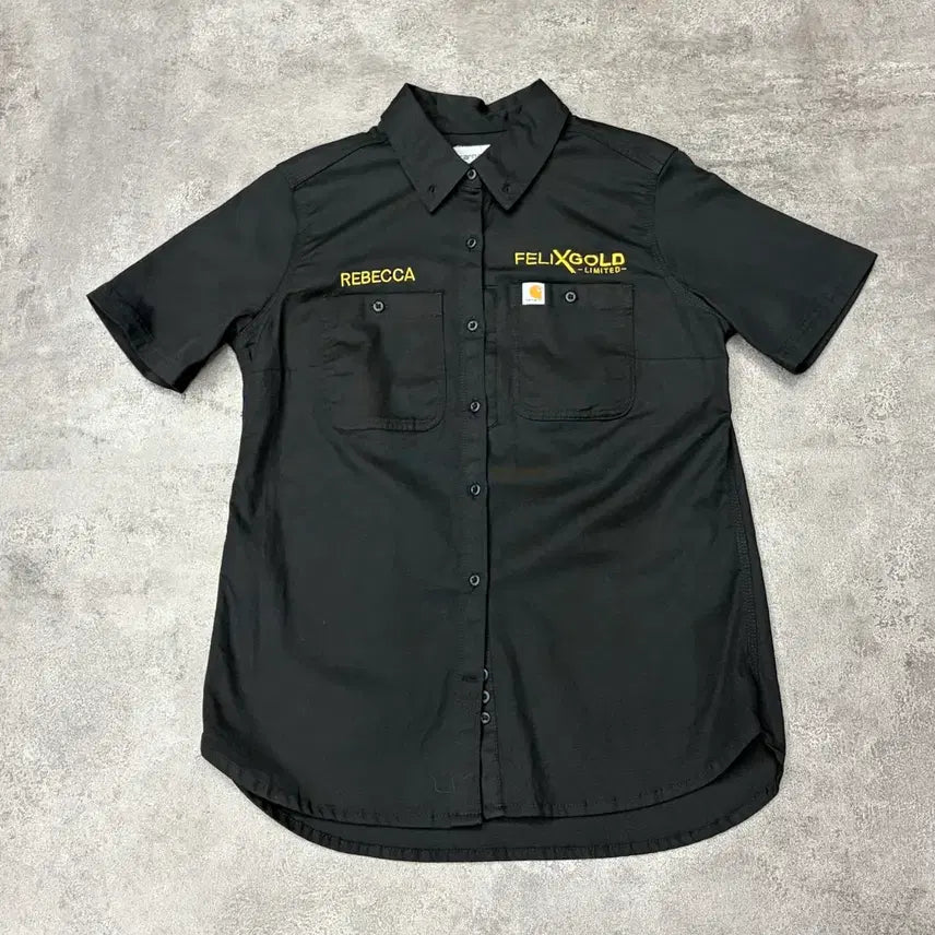 [BUNJANG] Carhartt Felix Gold Custom Embroidery Work Short Sleeve Shirt Black M / 2018 칼하트 펠릭스 골드 커스텀 자수 워크 반팔 셔츠 블랙 M