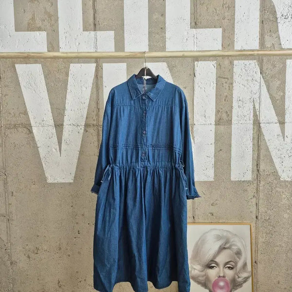 [BUNJANG] Denim Long Dress / 간절기 긴팔 데님 롱원피스
