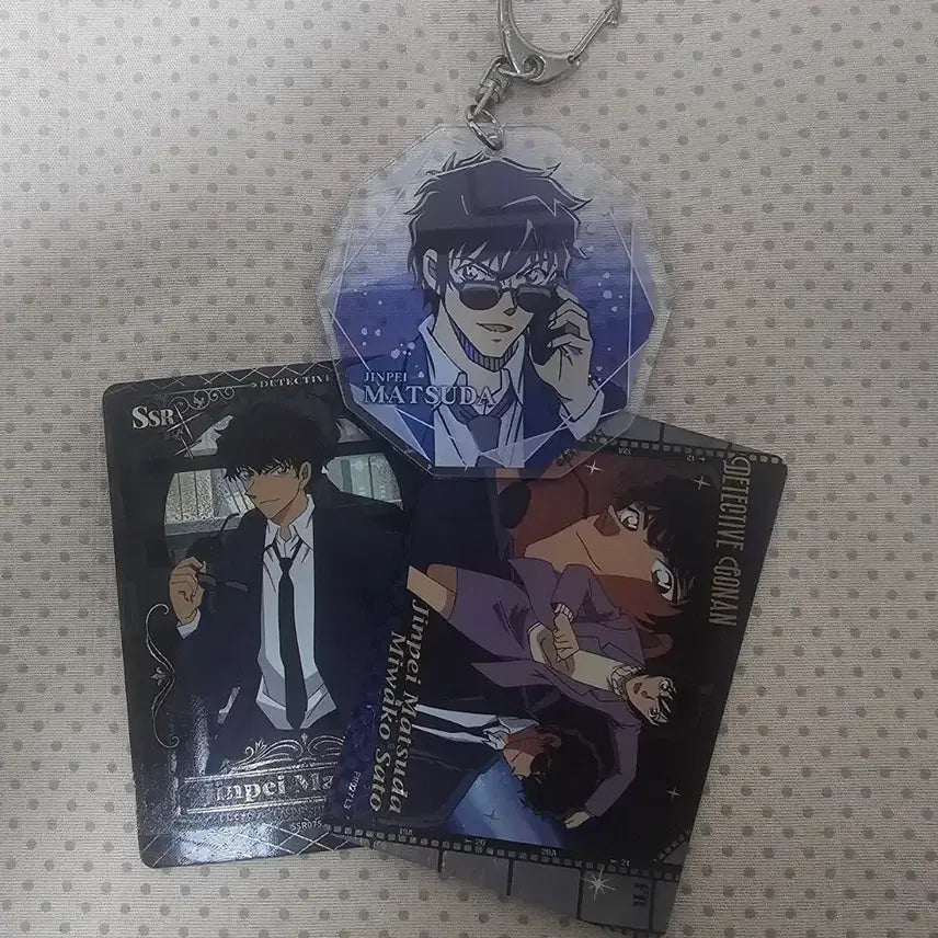 [BUNJANG] Detective Conan Matsuda Jinpei Acrylic Keyring & Paper Merchandise Bundle / 명탐정코난 마츠다 진페이 송보윤 아크릴 키링 중국 지류 판매