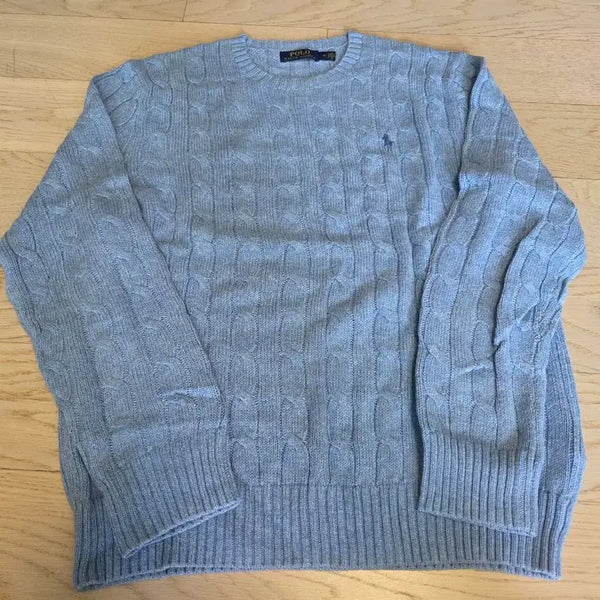 [BUNJANG] Polo Ralph Lauren Cable Knit Sweater Blue M / 폴로 랄프로렌 케이블 니트 블루 M