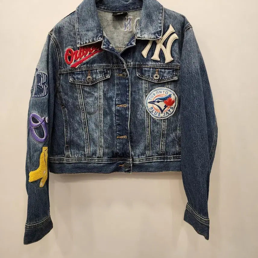 [BUNJANG] MLB Patchwork Denim Trucker Jacket / 정품) MLB 패치워크 데님 트러커 자켓