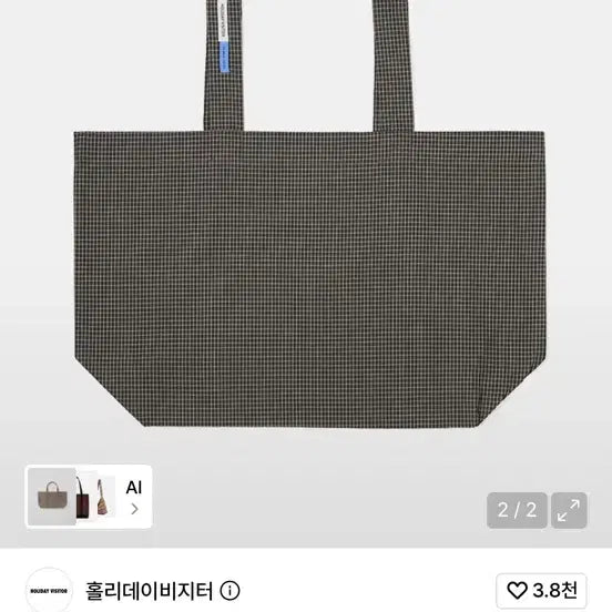 [BUNJANG] Holiday Visitor Check Big Eco Bag Green / 홀리데이비지터 체크 빅 에코백
