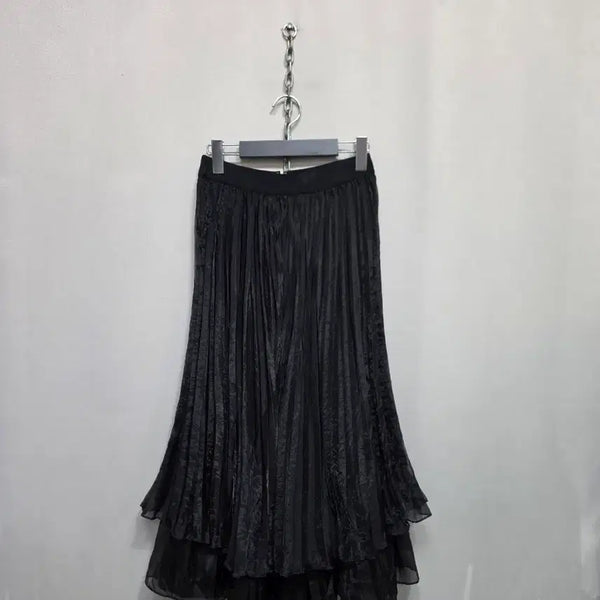 [BUNJANG] Black Pleated Long Skirt / 블랙 플리츠 롱 스커트