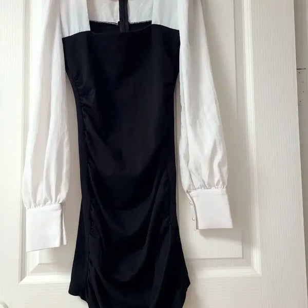 [BUNJANG] Shirring Long Sleeve Midi Dress / 셔링 긴팔  미디 원피스