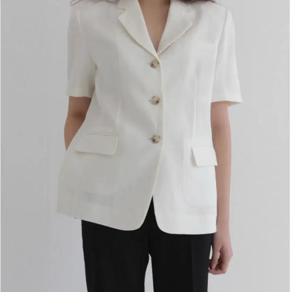 [BUNJANG] Understanding Linen Blend Short Sleeve Jacket / 언더스탠딩 반팔 린넨 자켓