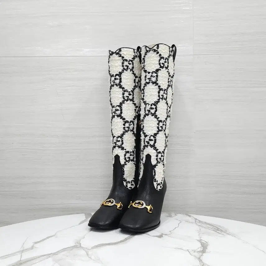 [BUNJANG] Gucci GG Zumi Tweed Long Boots 35 / 35 / 구찌 GG 주미 트위드 롱 부츠 577652