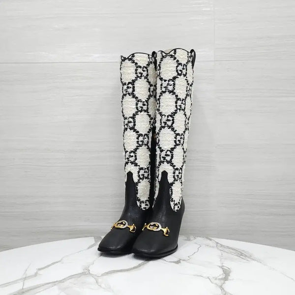 [BUNJANG] Gucci GG Zumi Tweed Long Boots 35 / 35 / 구찌 GG 주미 트위드 롱 부츠 577652
