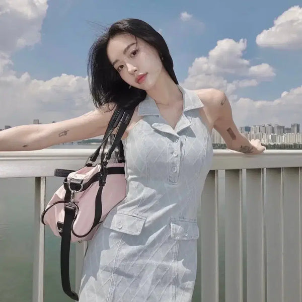 [BUNJANG] Pale Jade Jacquard Denim Dress / 페일제이드 자카드 데님원피스