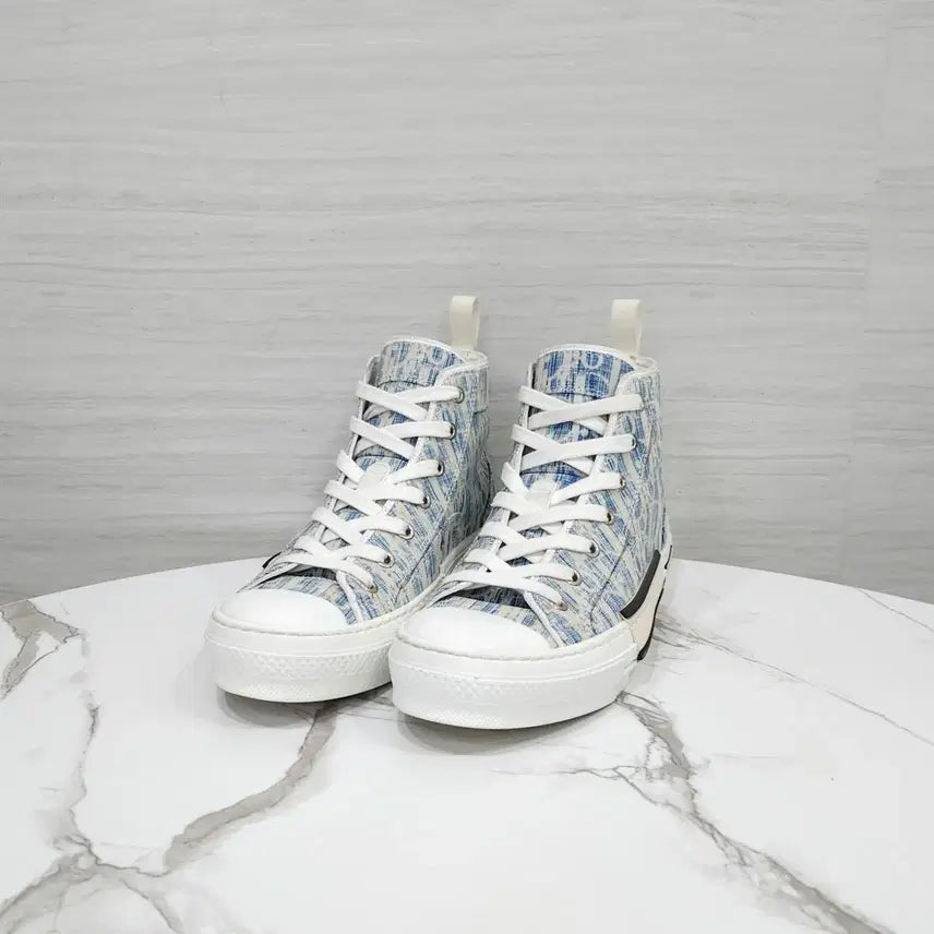 [BUNJANG] Dior B23 Blue Oblique Cassy High Sneakers / 38 / 디올 B23 블루 오블리크 카스리 하이 스니커즈 3SH18ZLA