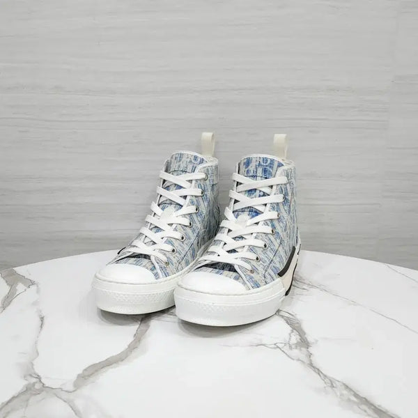 [BUNJANG] Dior B23 Blue Oblique Cassy High Sneakers / 38 / 디올 B23 블루 오블리크 카스리 하이 스니커즈 3SH18ZLA