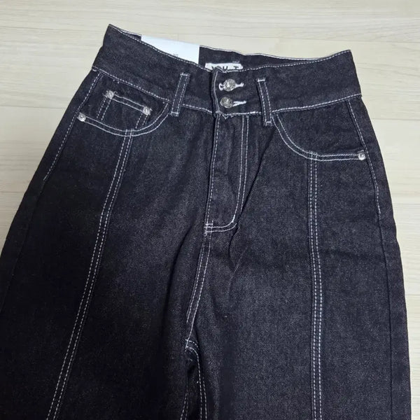 [BUNJANG] Black Stitch Denim Baggy Fit Pants / 새상품 블랙 스티치 데님 배기핏 팬츠