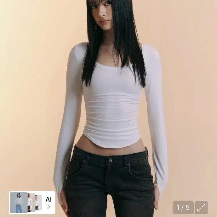[BUNJANG] Please No Follow Shirring Top White / (1회착용)플리즈노팔로우 셔링 탑 (화이트)