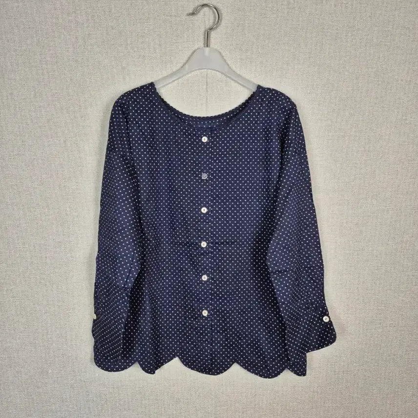 [BUNJANG] Navy Dot Pattern Long Sleeve Blouse (M) / (#66,77추천/M)네이비 도트 패턴 긴팔 블라우스