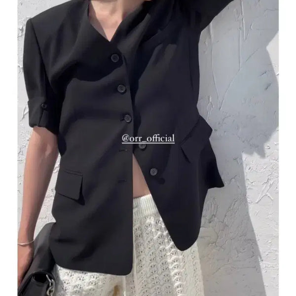 [BUNJANG] ORR Short-Sleeve Jacket Black XS / ORR 오르 반팔 자켓 블랙 xs