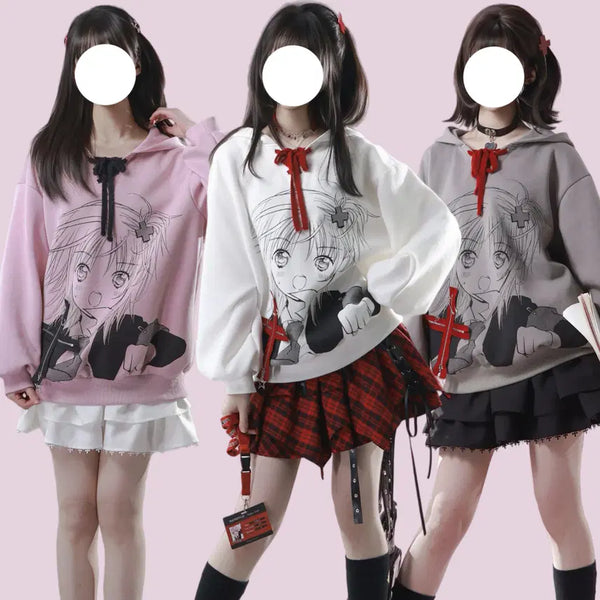 [BUNJANG] Y2K Style Hoodie T-Shirt / 캐캐체st 아무 Y2K 오타쿠 후드 티셔츠