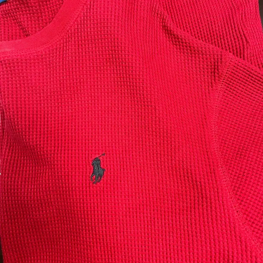 [BUNJANG] Polo Ralph Lauren Waffle Long Sleeve T-Shirt Red / 폴로 랄프로렌 와플 긴팔 티셔츠 레드