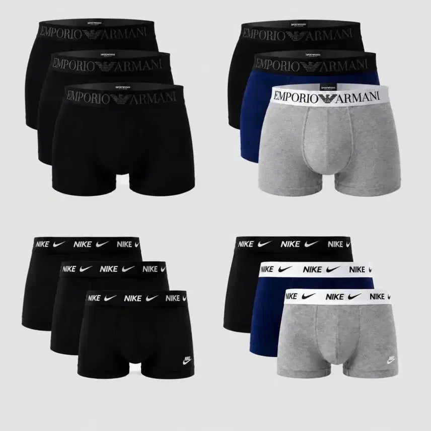 [BUNJANG] Emporio Armani & Nike Boxer Briefs 3-Pack Set / 알마니 속옷 3장 1세트 나이키속옷 3장 1세트