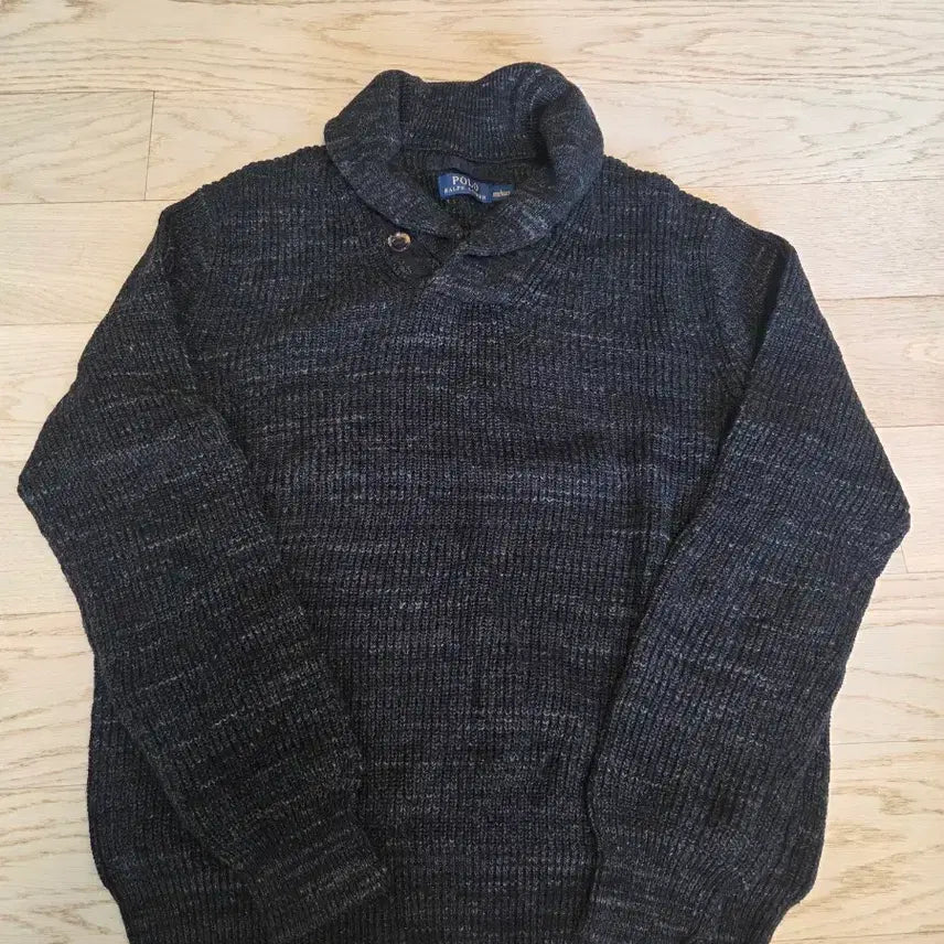 [BUNJANG] Polo Ralph Lauren Shawl Collar Knit Charcoal L / 폴로 랄프로렌 숄 칼라 니트 챠콜 L