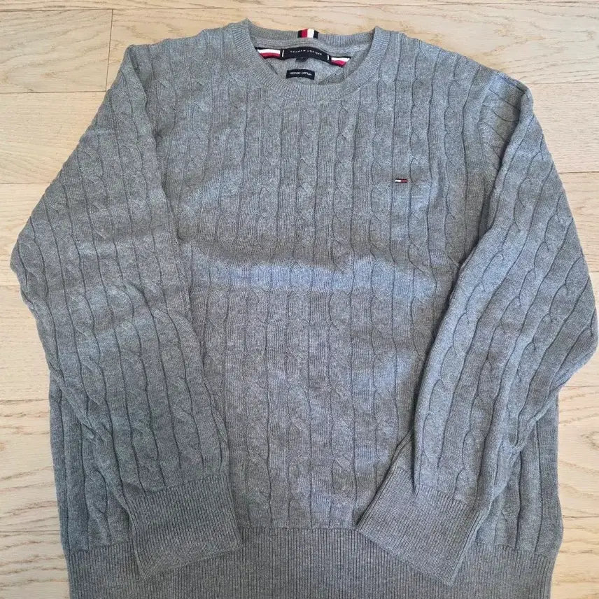 [BUNJANG] Tommy Hilfiger Cable Knit Sweater - Grey (M) / 타미힐피거 케이블 니트 그레이 M