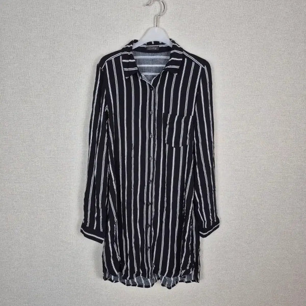[BUNJANG] Rayon 100% Stripe Long Blouse (M) / (#55,66추천/M)레이온100% 스트라이프 롱블라우스