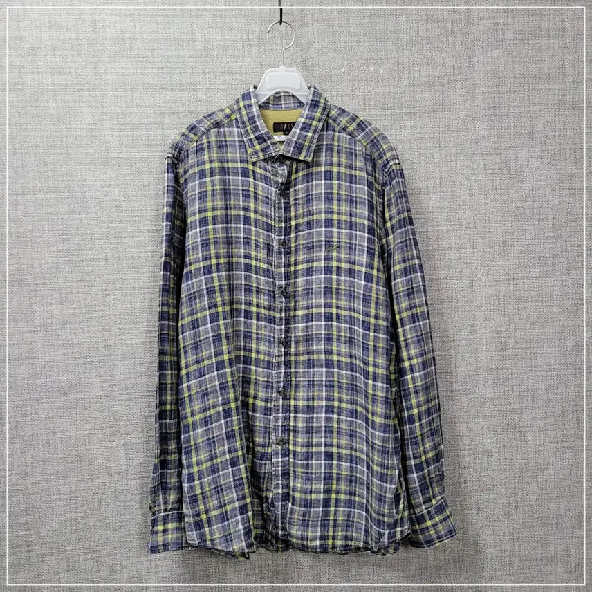 [BUNJANG] DAKS Linen Check Pattern Shirt Men's 105 / 2504. DAKS 체크패턴 린넨셔츠 남성105