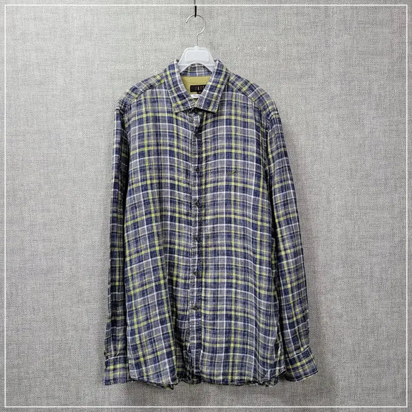 [BUNJANG] DAKS Linen Check Pattern Shirt Men's 105 / 2504. DAKS 체크패턴 린넨셔츠 남성105
