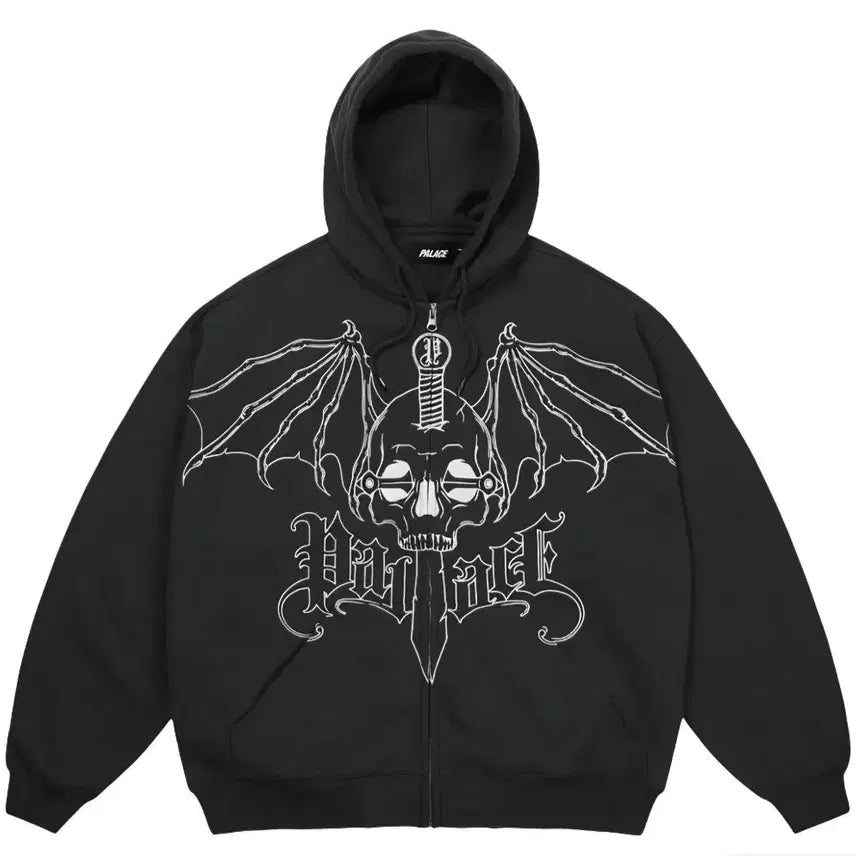 [BUNJANG] Palace Embroidered Hoodie Zip-up Black / 팔라스 자수 후집