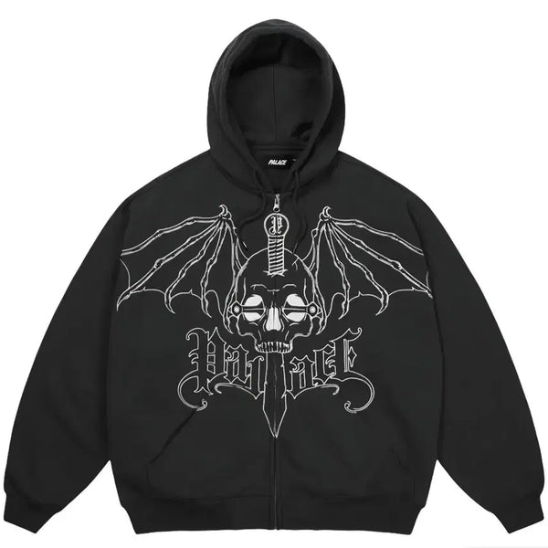 [BUNJANG] Palace Embroidered Hoodie Zip-up Black / 팔라스 자수 후집