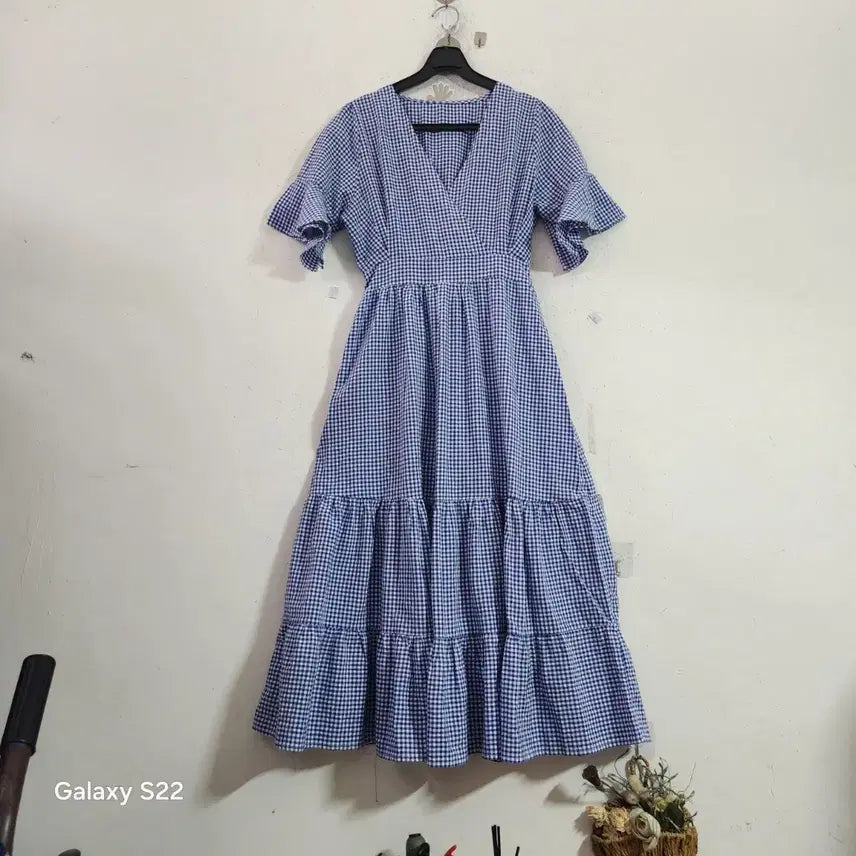 [BUNJANG] Checkered Short Sleeve Ruffle Dress / 체크 반팔 캉캉 원피스