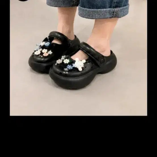 [BUNJANG] Black Mary Jane Platform Shoes - Size 250mm / 블랙 메리제인 슬리퍼250mm
