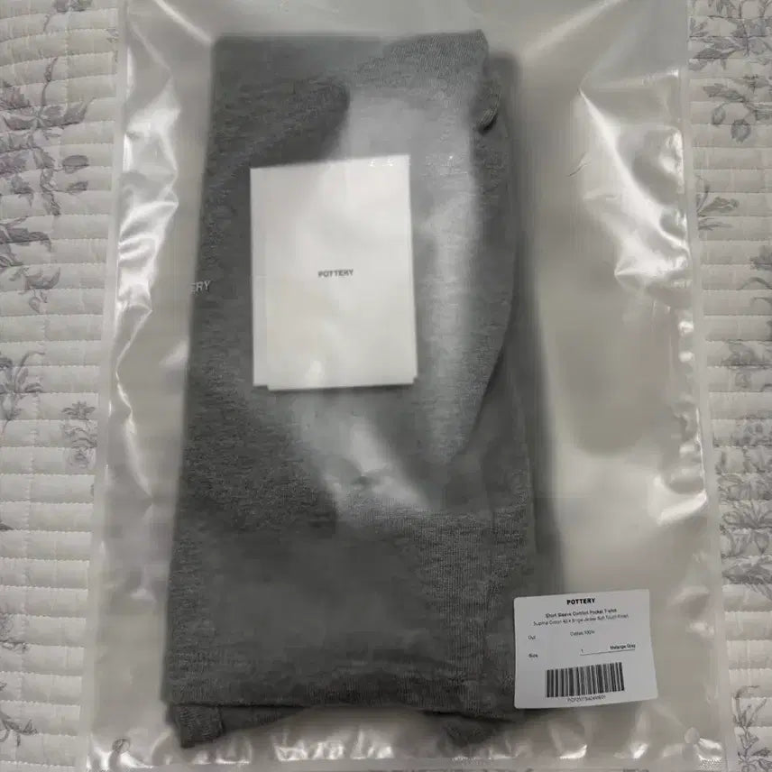 [BUNJANG] Pottery Suvinma Cotton Short Sleeve Comfort Pocket T-Shirt - Mélange Gray / 포터리 수피마 코튼 반팔 컴포트 포켓 티셔츠_멜란지 그레이 1(s)
