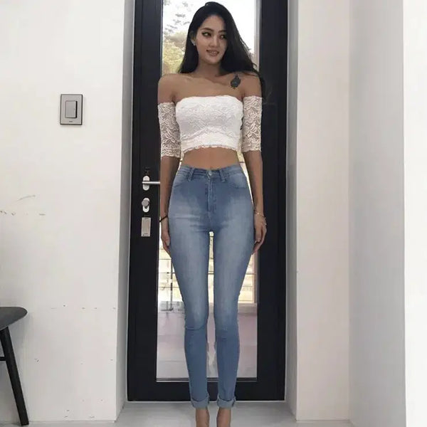 [BUNJANG] Bad Blood Black Lace Off-Shoulder Crop Top / [새제품] 배드블러드 블랙 레이스 오프숄더 크롭티