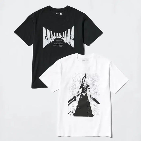 [BUNJANG] Bleach x Uniqlo Collaboration Short Sleeve T-Shirt Set (Black & White) / (세트) 블리치 유니클로 반팔 티셔츠 블랙 화이트 세트