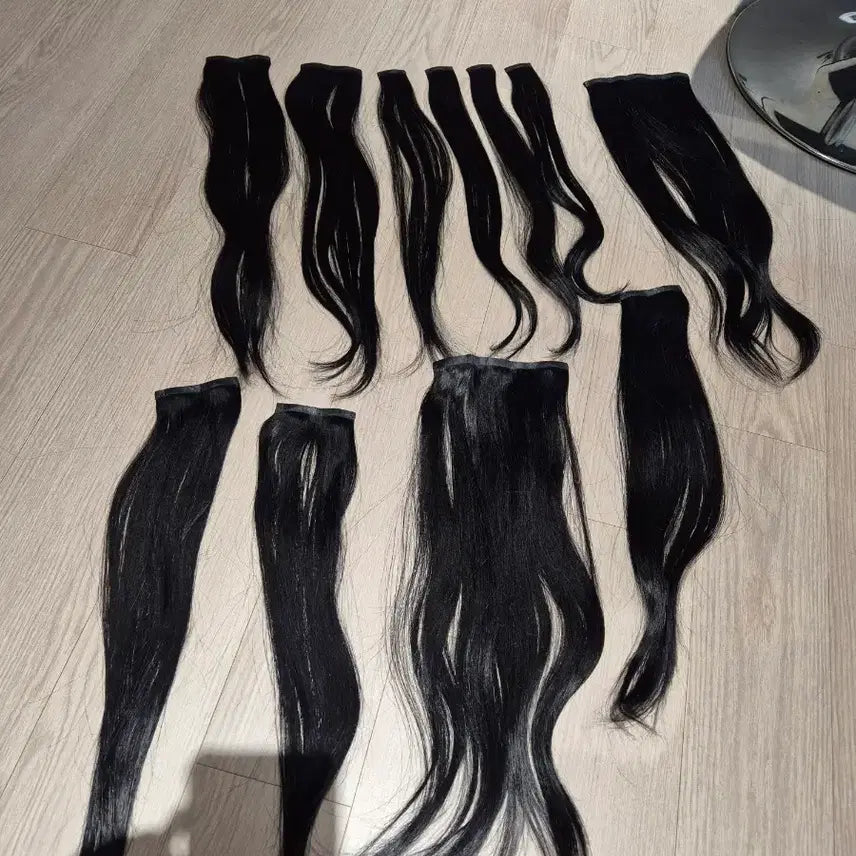 [BUNJANG] Gabalnara 100% Human Hair Clip-In Hair Extensions Straight 12 Piece Dark Black / 가발나라 여성인모 똑딱이붙임머리 스트레이트 붙임머리 12피스 [다크블랙] 인모100%