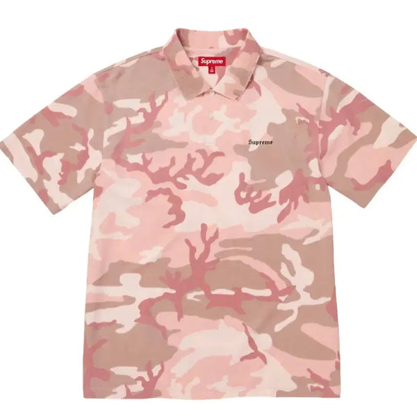 [BUNJANG] Supreme Washed Pink Camo Short Sleeve Polo Shirt / 슈프림 워시드 핑크카모 폴로티