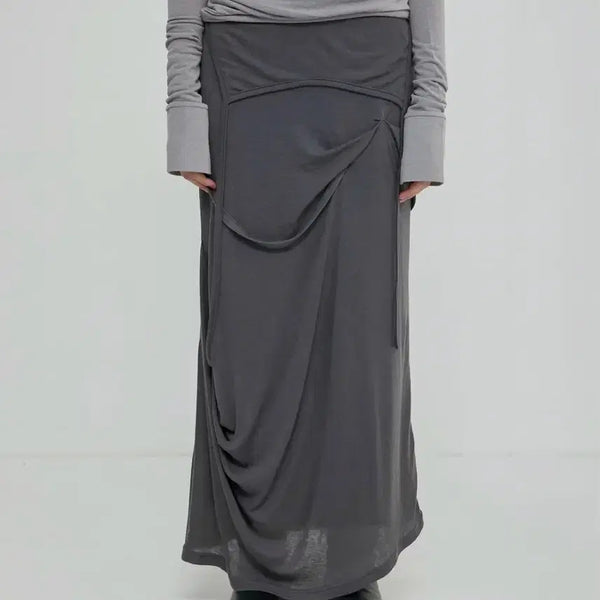 [BUNJANG] Flare Up Long Skirt Dark Gray / 플레어업 롱스커트 다크 그레이