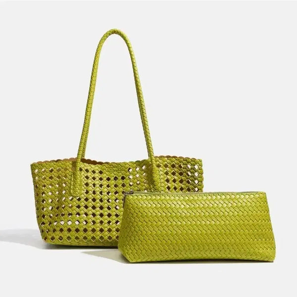 [BUNJANG] Weaving Style Shoulder Bag Pouch Set / 새상품 위빙스타일 숄더백 파우치 세트